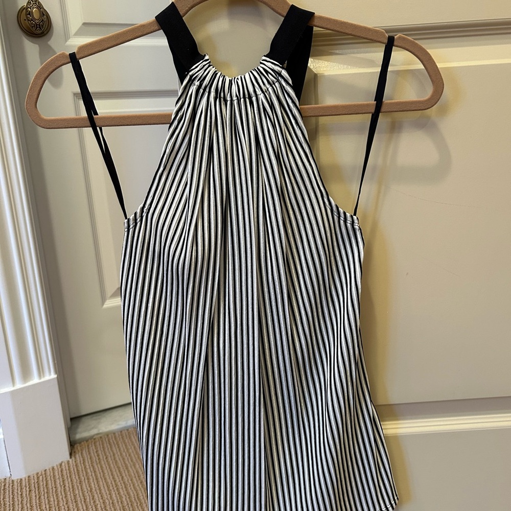 W by Worth Black and White Ruched Halter Top